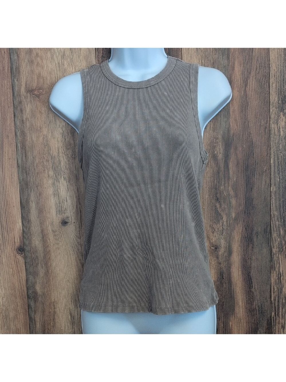 Divided Taupe Ribbed Fitted Tank Top L 728K
